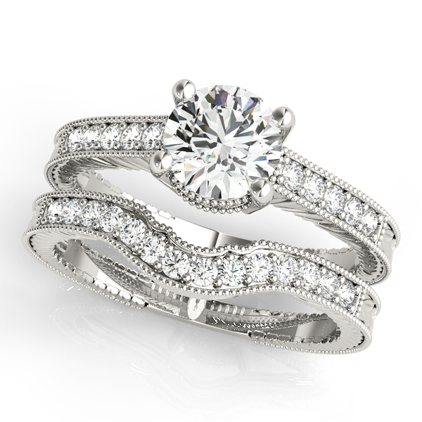 Channel Set Milgrain Edge Diamond Engagement Ring Channel Set Milgrain Edge Diamond Engagement Ring