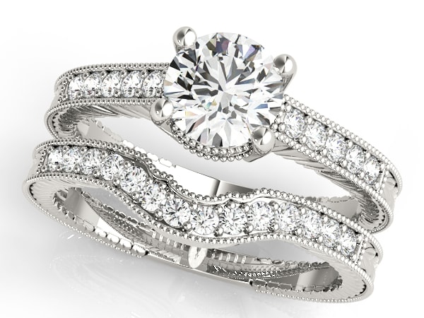 Channel Set Diamond Engagement Ring and Curved Wedding Band Channel Set Diamond Engagement Ring and Curved Wedding Band