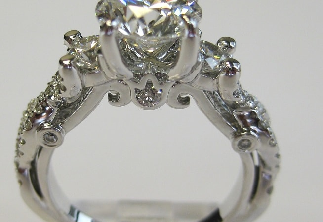 Three Stone Braided Shank Pave Custom Diamond Engagement Ring Three Stone Braided Shank Pave Custom Diamond Engagement Ring