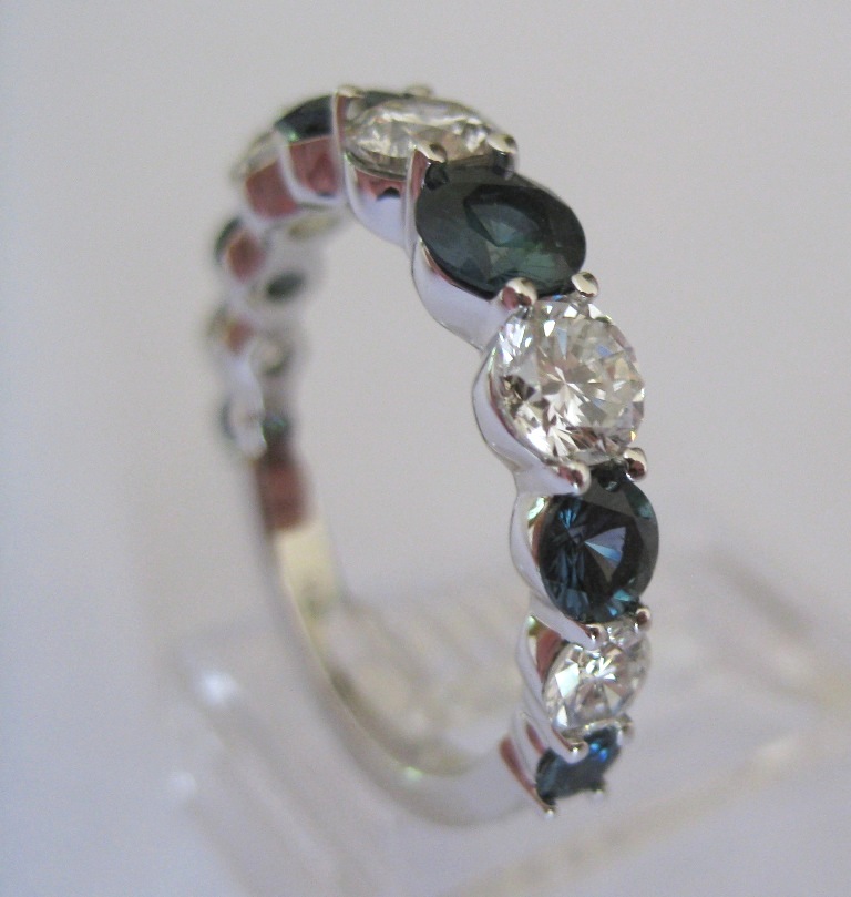 Alternating Sapphire Diamond Custom Wedding Band