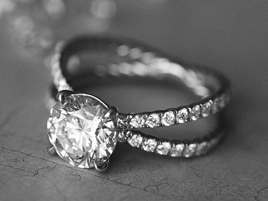 Split Shank Round Natural Diamond Engagement Ring Split Shank Round Natural Diamond Engagement Ring