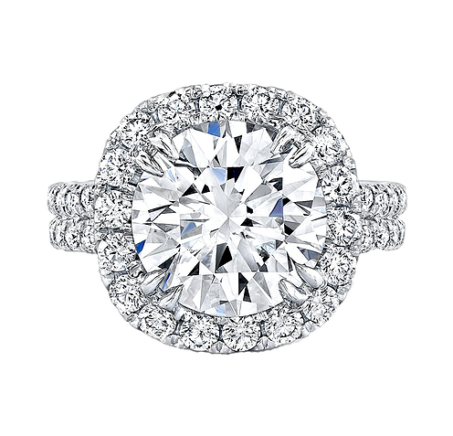 Round Halo Two Row Diamond Engagement Ring Round Halo Two Row Diamond Engagement Ring