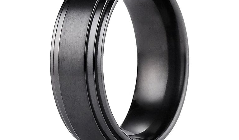 Tungsten Grooved Mens Wedding Band with Satin Finish Tungsten Grooved Mens Wedding Band with Satin Finish