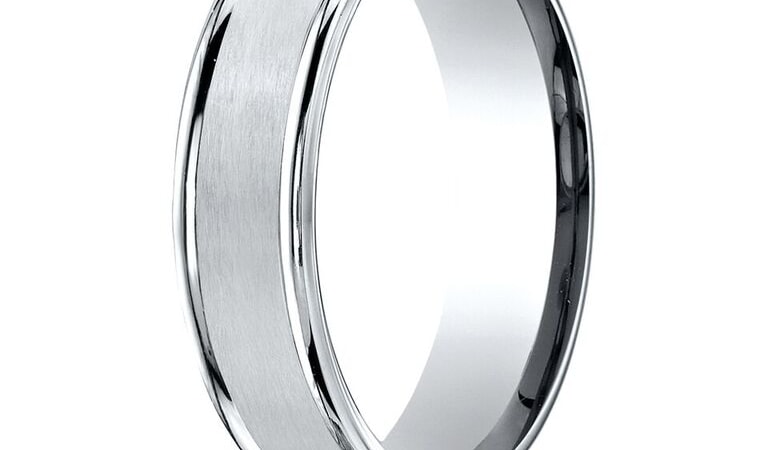 Grooved White Gold Mens Wedding Band Grooved White Gold Mens Wedding Band