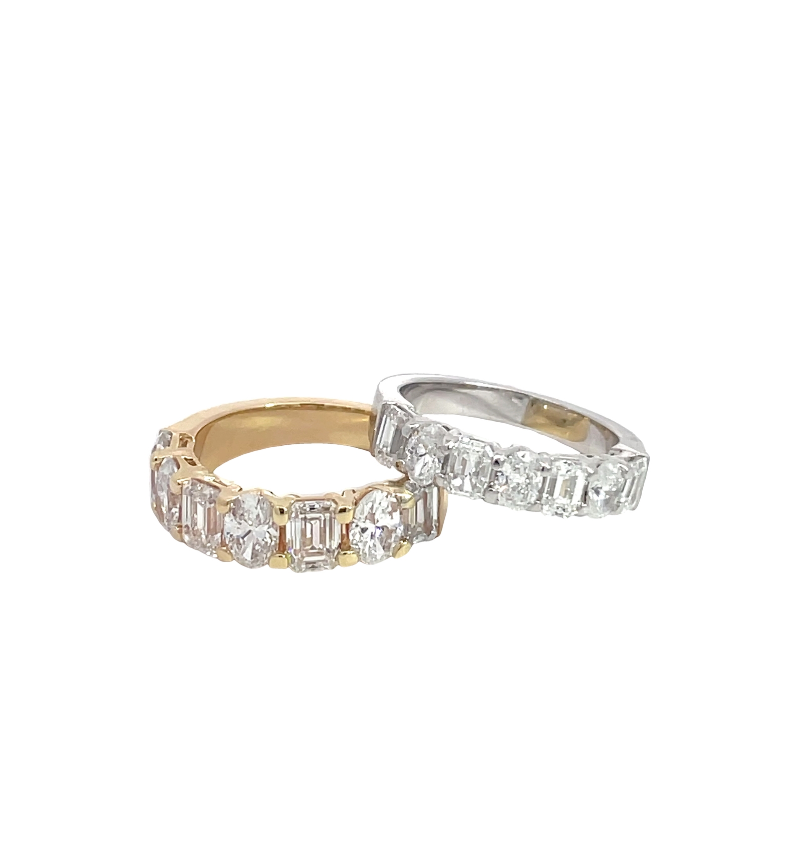 Emerald and Oval Diamond Anniversary Band