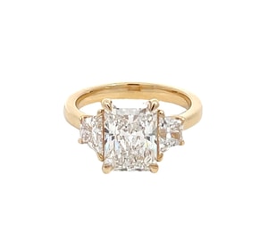 Three Stone Radiant and Trapezoid Diamond Engagement Ring Three Stone Radiant and Trapezoid Diamond Engagement Ring