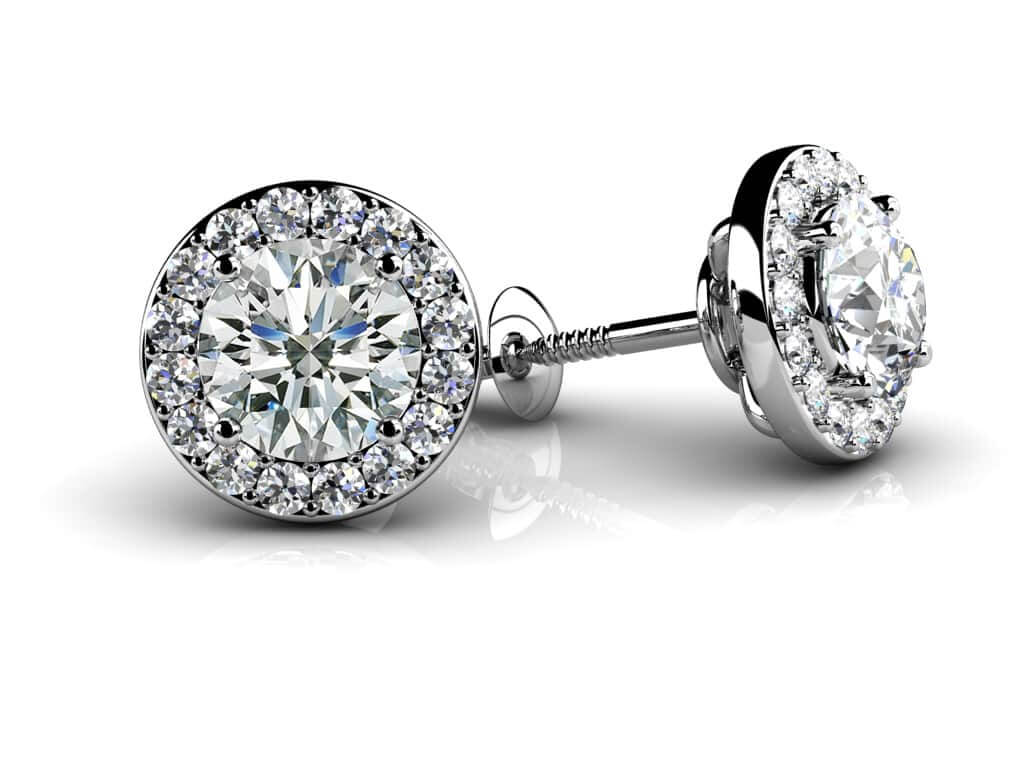 Round Halo Diamond Stud Earrings