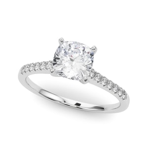 Cushion Pave Diamond Engagement Ring Cushion Diamond in a White Gold Pave Diamond Engagement Ring