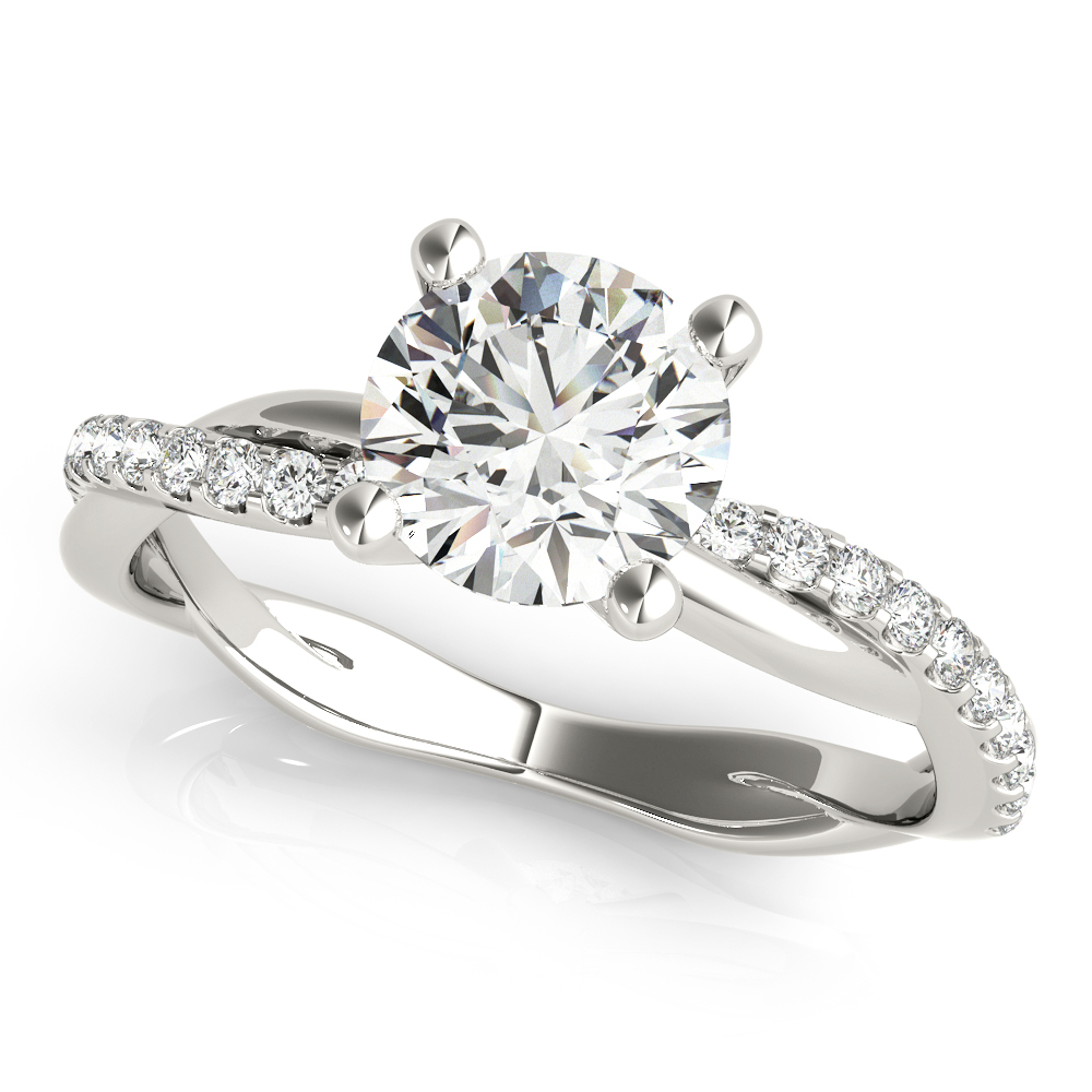 Braided White Gold Round Diamond Engagement Ring