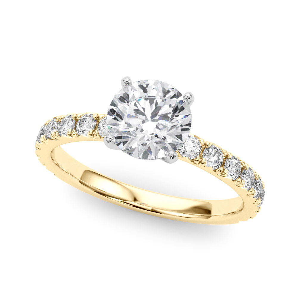 Yellow Gold Shared Prong Round Diamond Engagement Ring