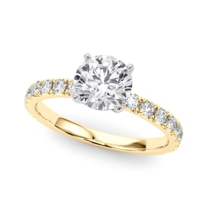 Round Shared Prong Diamond Engagement Ring Yellow Gold Shared Prong Round Diamond Engagement Ring