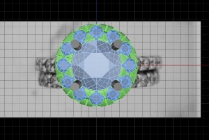 Diamond Engagement Ring Rendering Top View Diamond Engagement Ring Rendering Top View