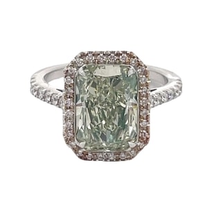 Fancy Green Radiant Halo Diamond Engagement Ring Fancy Green Radiant Halo Diamond Engagement Ring