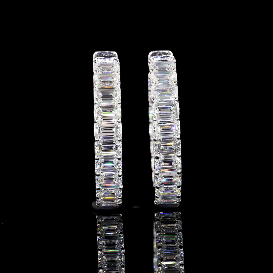 Emerald Diamond Inside Outside Hoop Earrings