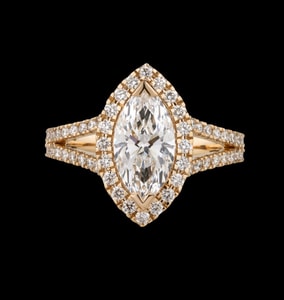 Marquise Halo Split Shank Yellow Gold Diamond Engagement Ring Marquise Halo Split Shank Yellow Gold Diamond Engagement Ring