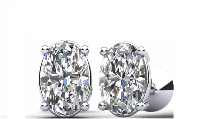 Oval Diamond Stud Earrings
