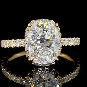 Semi Hidden Halo Cushion Yellow Gold Diamond Engagement Ring Semi Hidden Halo Cushion Yellow Gold Diamond Engagement Ring