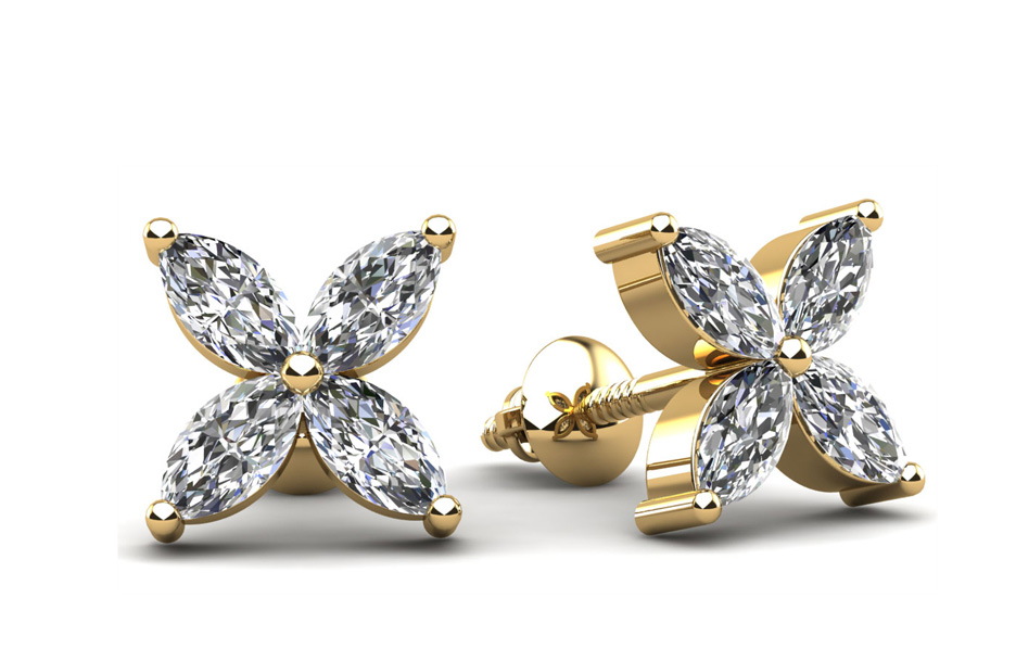 Butterfly Marquise Diamond Stud Earrings