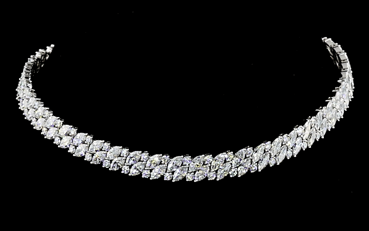 Marquise Diamond Tennis Choker With Two Rows Marquise Diamond Tennis Choker With Two Rows