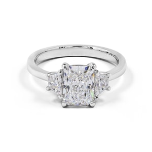 Radiant Trapezoid Three Stone Diamond Engagement Ring Three Stone Radiant and Trapezoid Diamond Engagement Ring