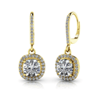 Cushion Halo Diamond Drop Earrings Cushion Halo Diamond Drop Earrings