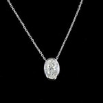 Oval Diamond Bezel Solitaire Station Pendant Necklace Oval Diamond Bezel Solitaire Station Pendant Necklace