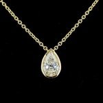 Pear Diamond Bezel Solitaire Station Pendant Necklace Pear Diamond Bezel Solitaire Station Pendant Necklace