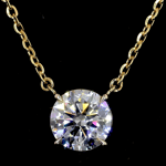 Round Diamond Solitaire Station Pendant Necklace Round Diamond Solitaire Station Pendant Necklace